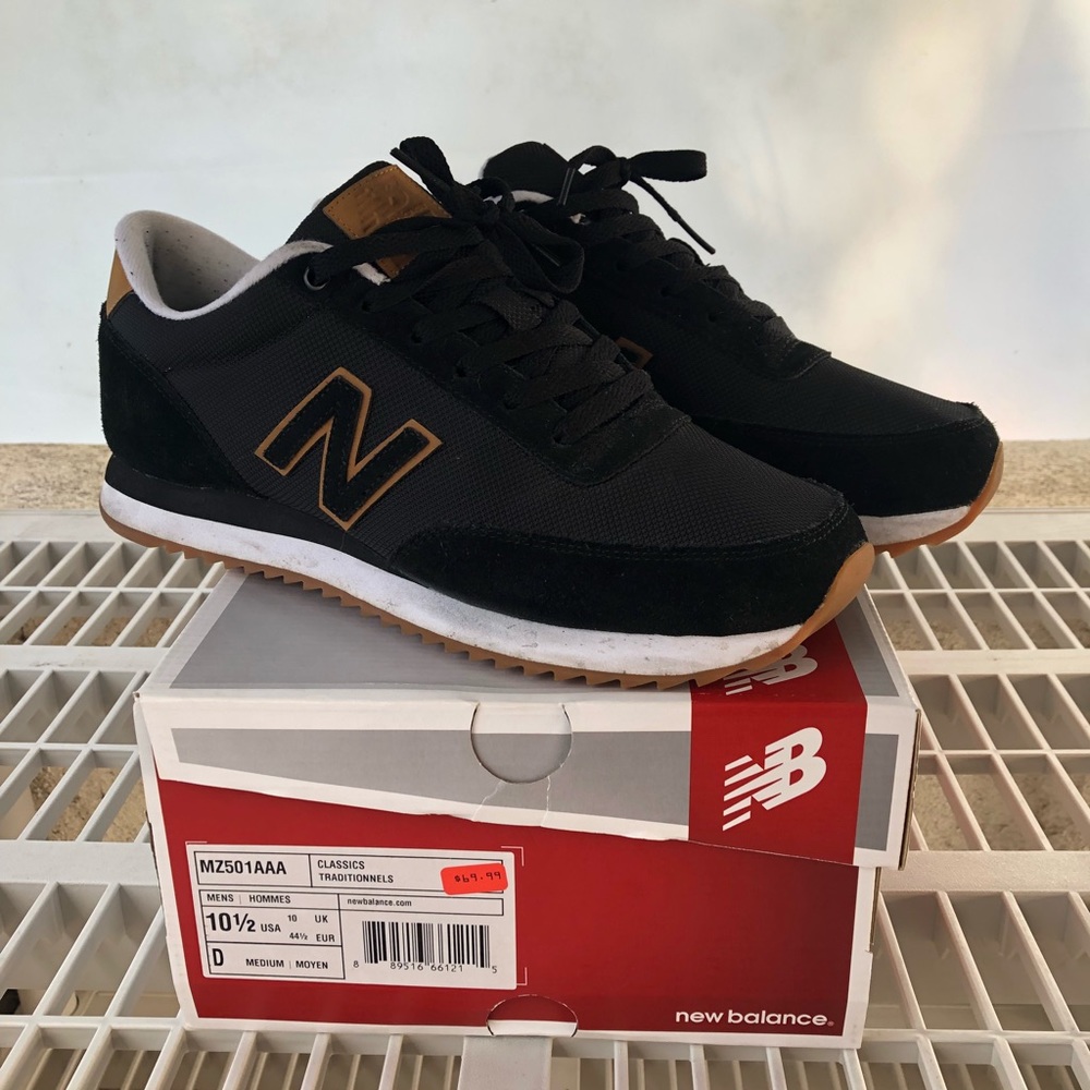 Men’s New Balance 501 Black and Brown Bottom
